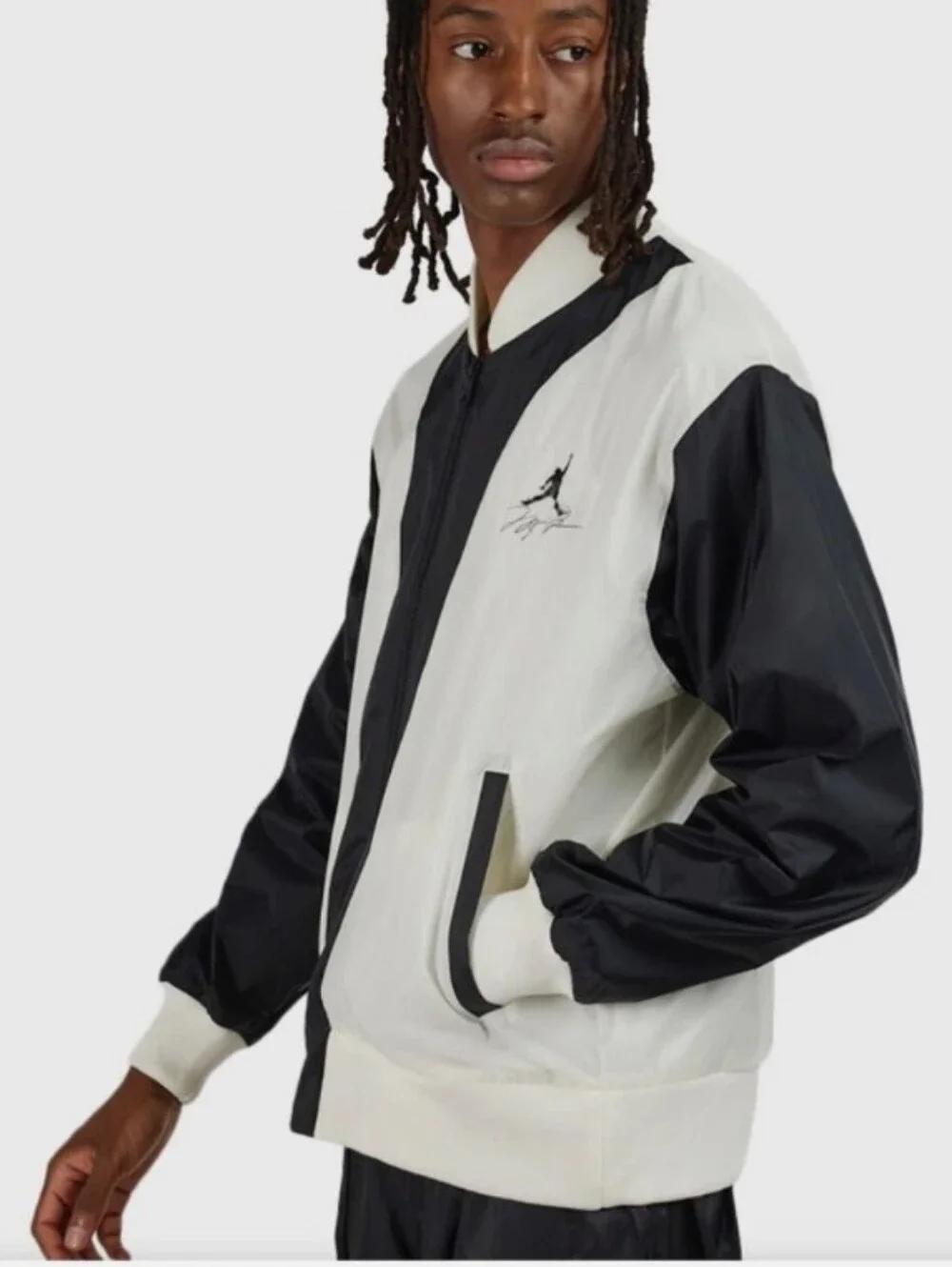 NWT Air Jordan Flight Black and White Two-Tone Bomber Jacket